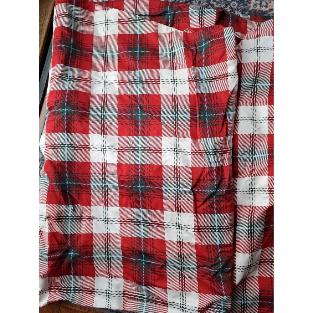 Threshold Queen Fitted Sheet Red Green Plaid Cotton Deep Pocket Holiday Bed